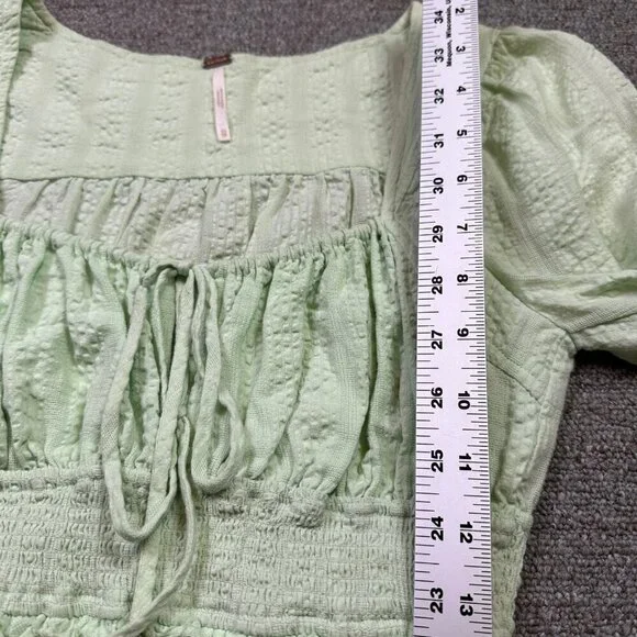 Free People Lolita Peasant Top Neon Pastel Green 100% Cotton Women's X-Small - Picture 6 of 7